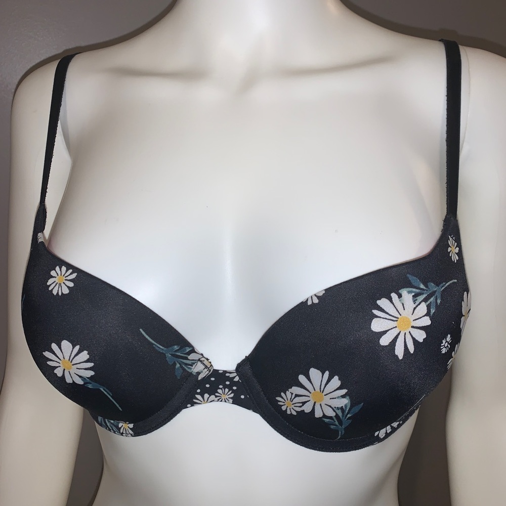 Black floral bra.